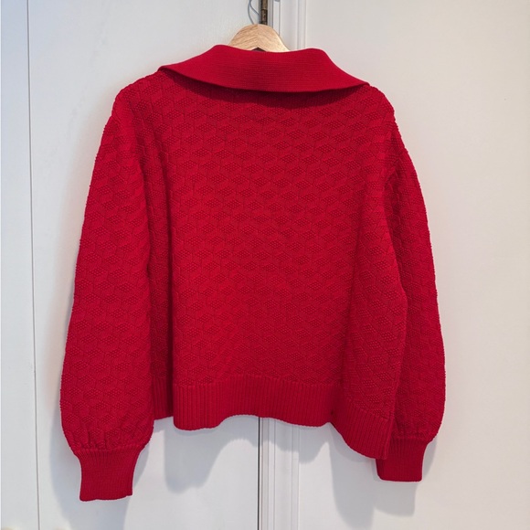 Tuckernuck Women’s Red‎ Quilted Polo Henley Sweater Size Medium - Picture 6 of 6